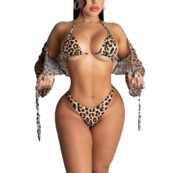 𝅺CHEETAH Bikini - 3 Piece Set - Picture 1 of 11
